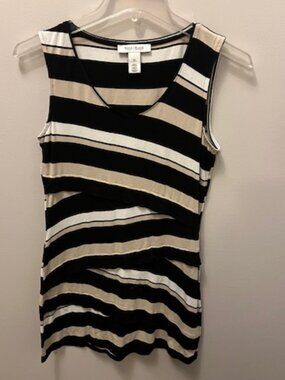 Women's White House Black Market Tank Dress, Size XS, Black Cream, Good Con